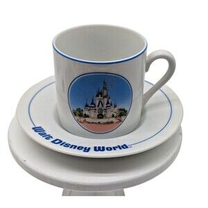 Vintage Walt Disney World Castle Cup And Saucer Set Castle Disneyland Stickered